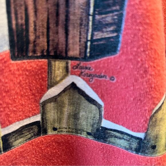 Vintage Snowman Birdhouse Winter Scene Crewneck Sweatshirt Size XL - Picture 3 of 6